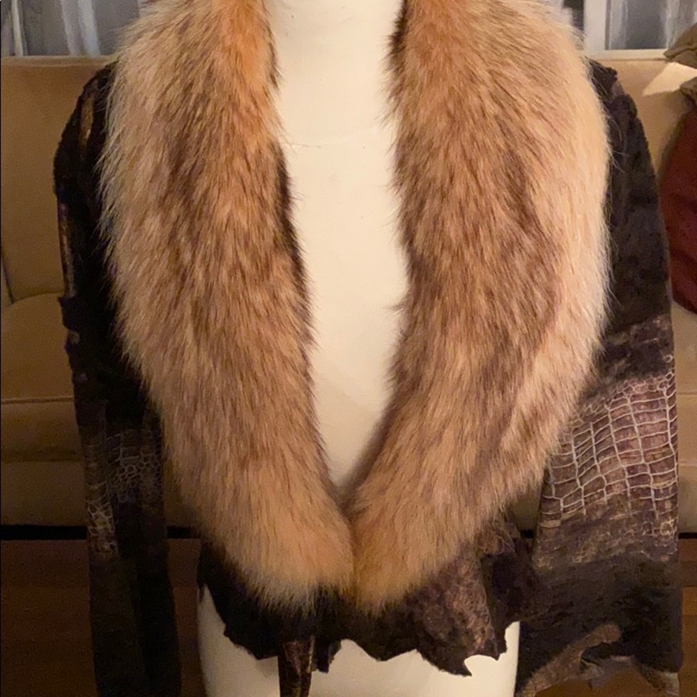 Vintage L’impasse embossed leather jacket